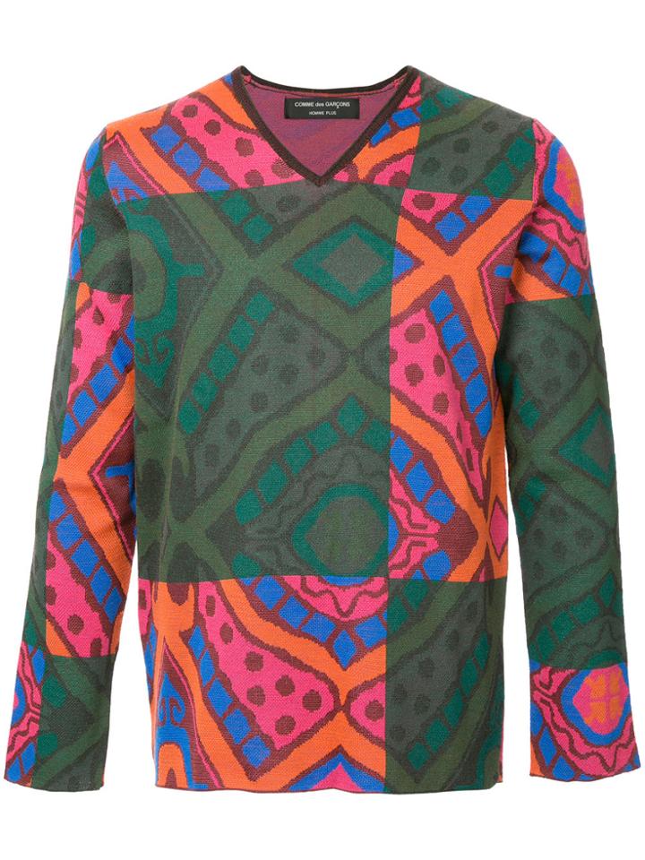 Comme Des Garçons Vintage Patterned Colour Block Jumper - Multicolour