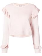 Love Shack Fancy Ruffle Trim Sweatshirt - Pink & Purple