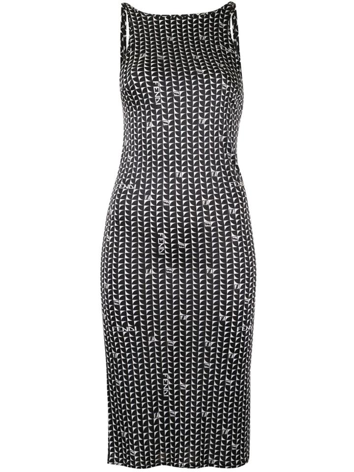 Fendi Pre-owned Geometric Print Dress - Black