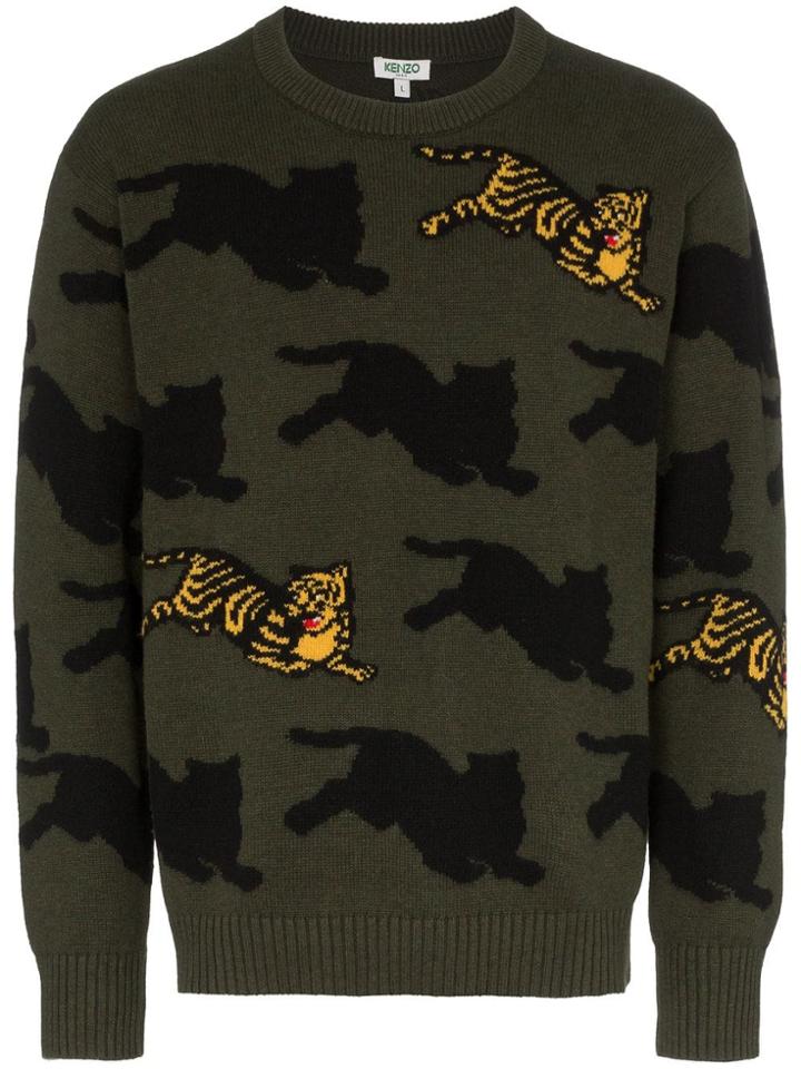 Kenzo Tiger Motif Jumper - Green