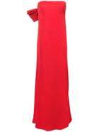Oscar De La Renta Strapless Back Bow Gown - Red