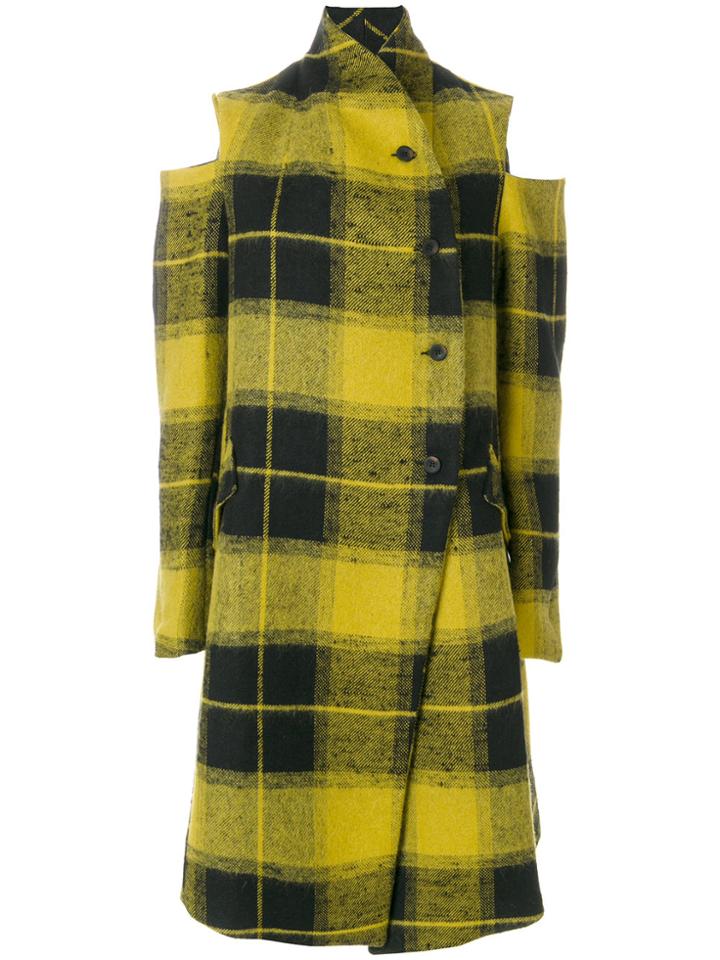Lost & Found Ria Dunn Checked Cut Out Coat - Yellow & Orange