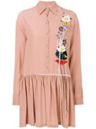 Piccione. Piccione Floral Patch Buttoned Dress - Pink & Purple