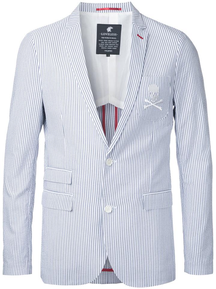 Loveless Striped Blazer, Men's, Size: 3, Blue, Cotton/polyester