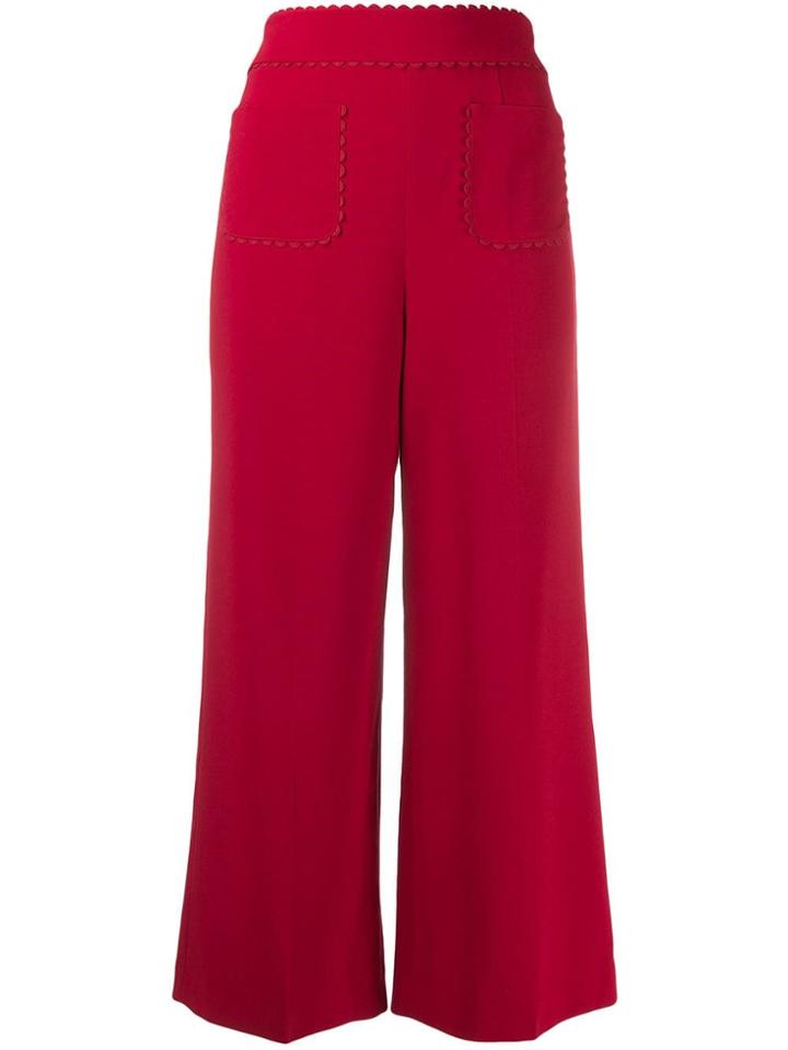 Red Valentino Scalloped Detail Cropped Flared Trousers