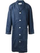 Sunnei Denim Trench Coat, Men's, Size: Large, Blue, Cotton