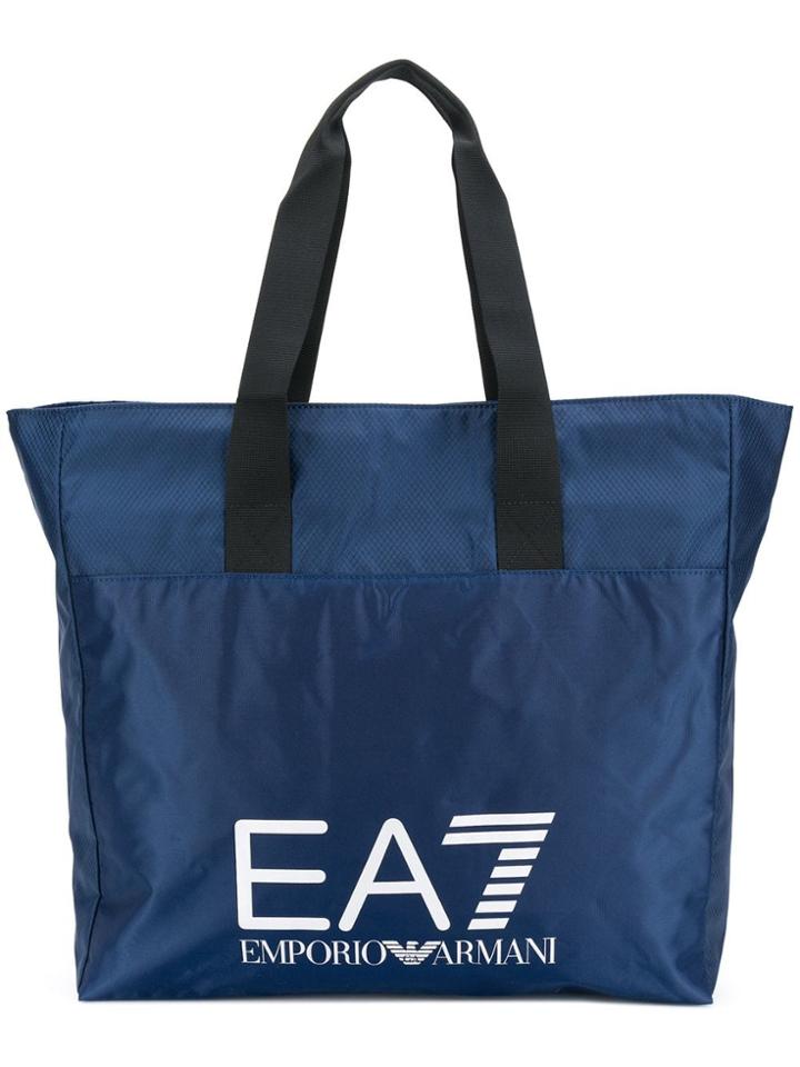 Ea7 Emporio Armani Branded Shopper Bag - Blue