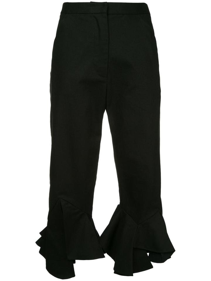 Phoebe English Ruffled Hem Trousers - Black
