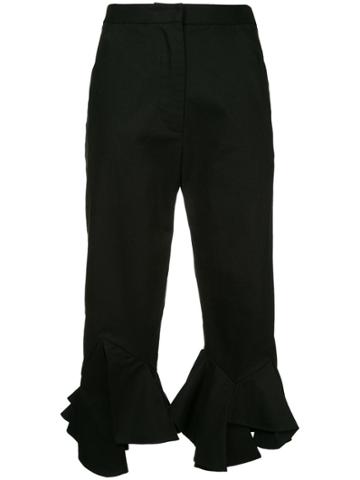 Phoebe English Ruffled Hem Trousers - Black