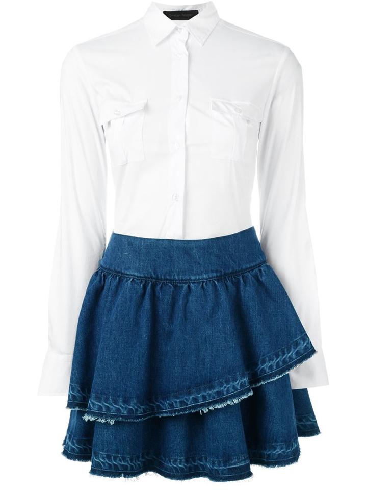 Christian Pellizzari Denim Ruffled Summer Dress