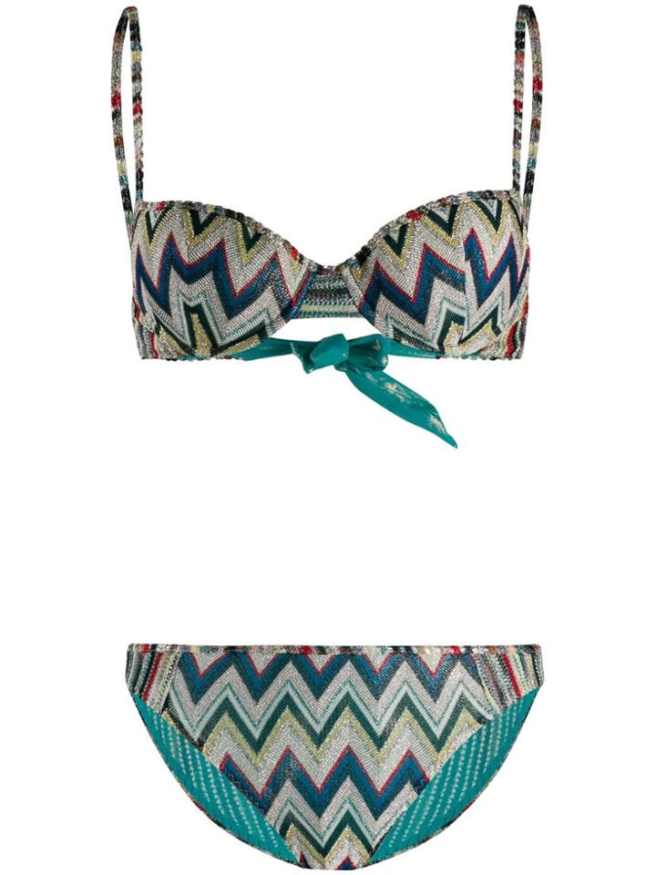 Missoni Mare Zigzag Pattern Bikini Set - Blue