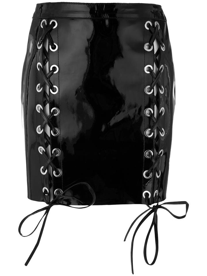 Manokhi - Leather Skirt With Eyelets - Women - Leather - 34, Black, Leather