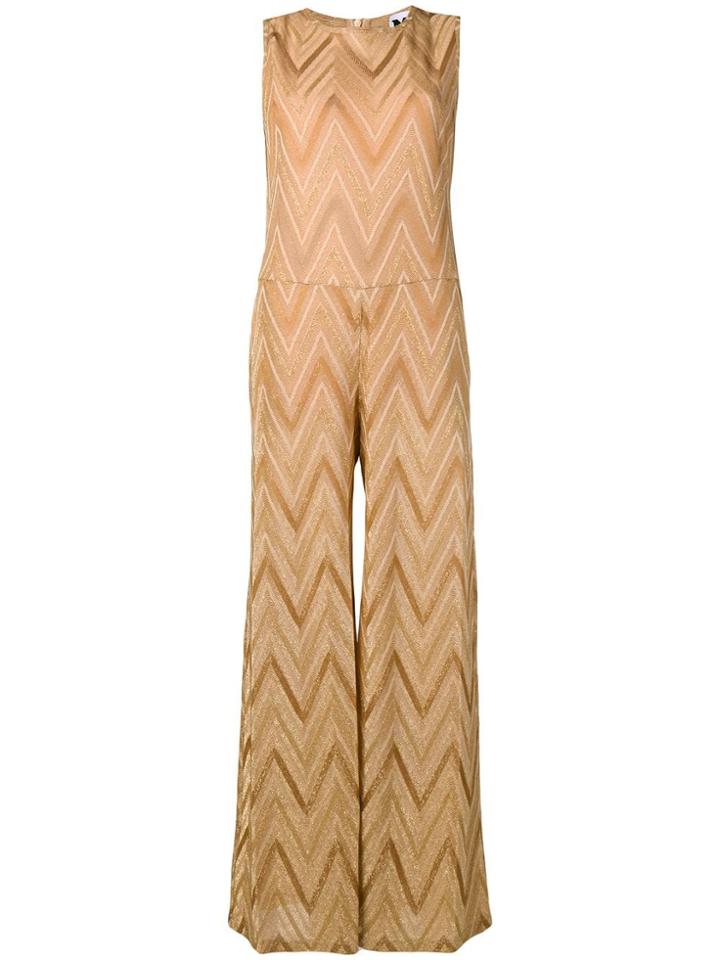 M Missoni Zig Zag Pattern Jumpsuit - Gold