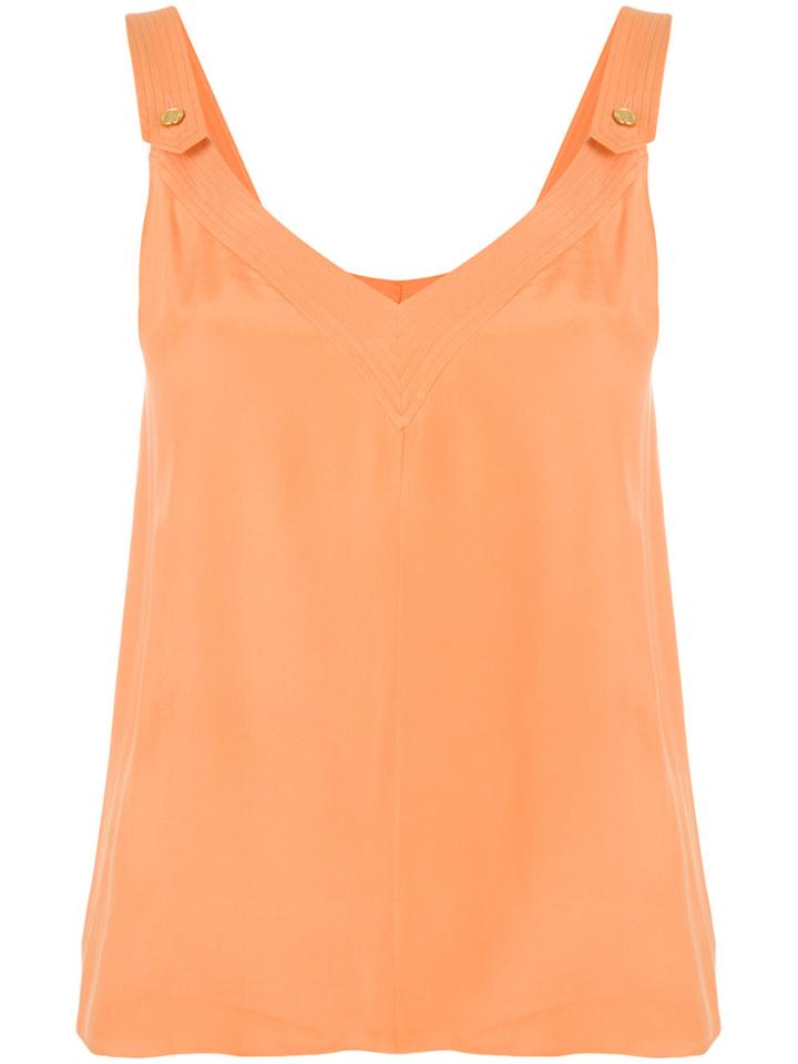 Chanel Vintage Ribbed Detailing Buttoned Blouse - Yellow & Orange