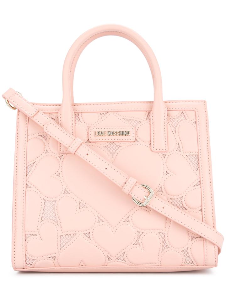 Love Moschino Heart-embroidered Tote - Pink & Purple