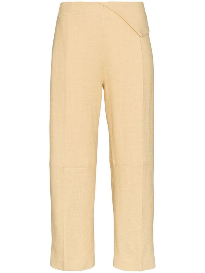 Jacquemus Pleat Front Waist Detail Cotton Trousers - Pale Yellow