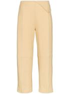 Jacquemus Pleat Front Waist Detail Cotton Trousers - Pale Yellow