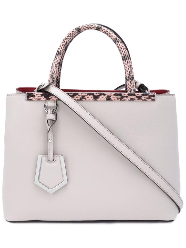 Fendi Small 2jours Tote, Women's, Nude/neutrals, Calf Leather/snake Skin