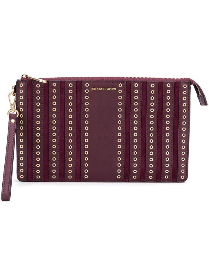 Michael Michael Kors 'brooklyn' Grommet Detail Pouch, Women's, Red