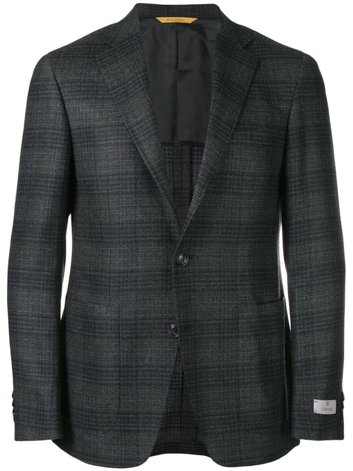 Canali Single-breasted Check Blazer - Grey