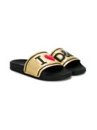Dolce & Gabbana Kids I Love D & G Print Sandals - Metallic