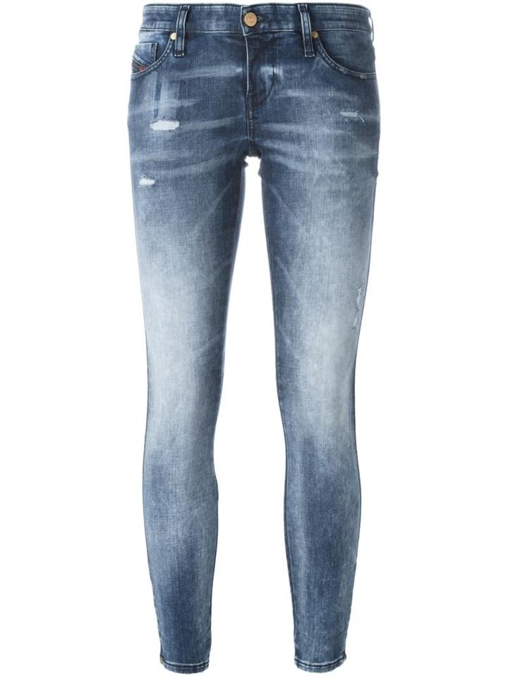 Diesel Distressed Skinny Jeans, Women's, Size: 27/32, Blue, Cotton/polyester/spandex/elastane