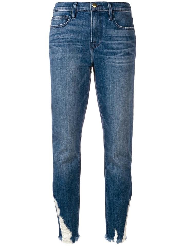 Frame Denim Distressed Hem Slim-fit Jeans - Blue