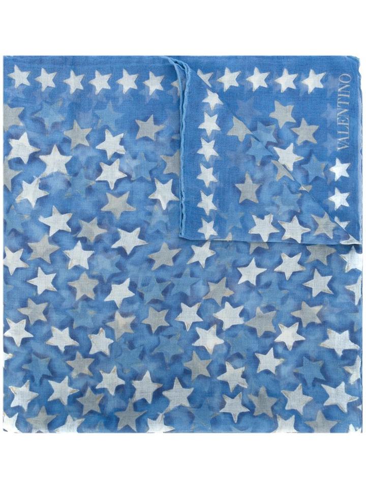 Valentino 'star Studded' Scarf, Women's, Blue, Silk/cashmere/modal