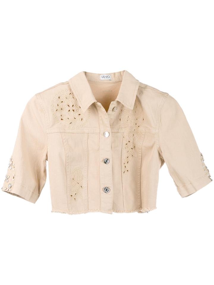 Liu Jo Cropped Ketty Denim Jacket - Neutrals