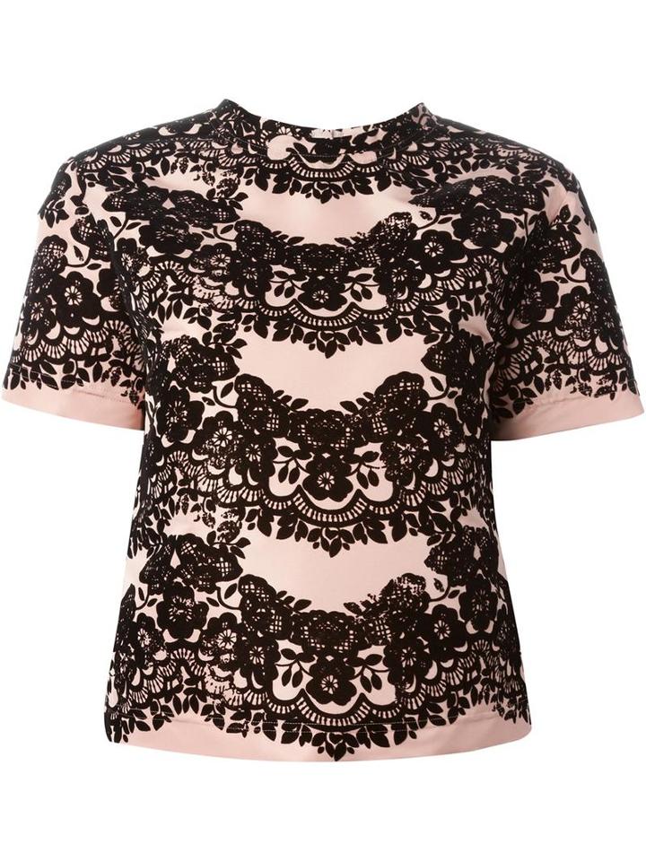 Red Valentino Velvet Floral Lace Top, Women's, Size: 42, Polyester