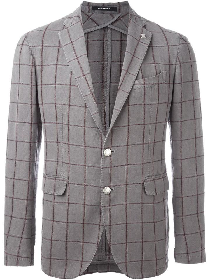 Tagliatore Grid Print Single Breasted Blazer