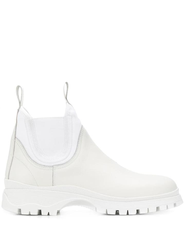 Prada Ridged Sole Chelsea Boots - White