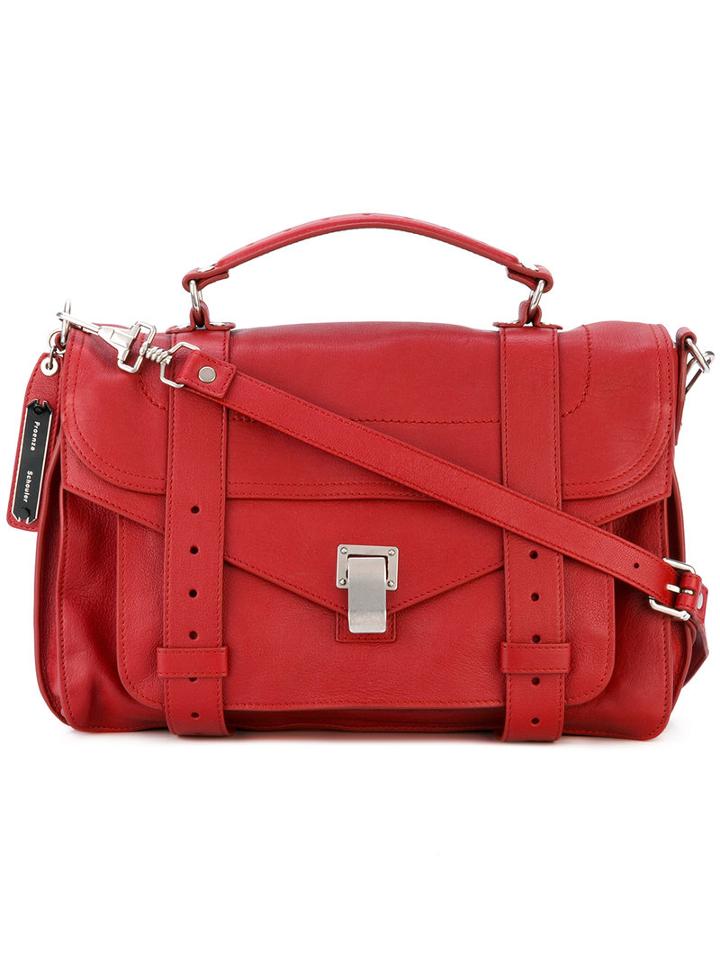 Proenza Schouler - Ps1+ Medium Tote - Women - Lamb Skin/polyester - One Size, Red, Lamb Skin/polyester