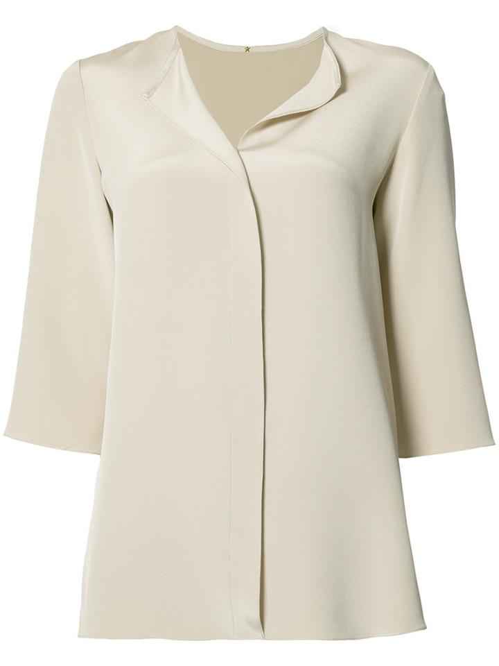 Peter Cohen Split Neck Top, Women's, Size: Large, Nude/neutrals, Silk