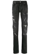 Les Hommes Distressed Slim-fit Jeans - Black