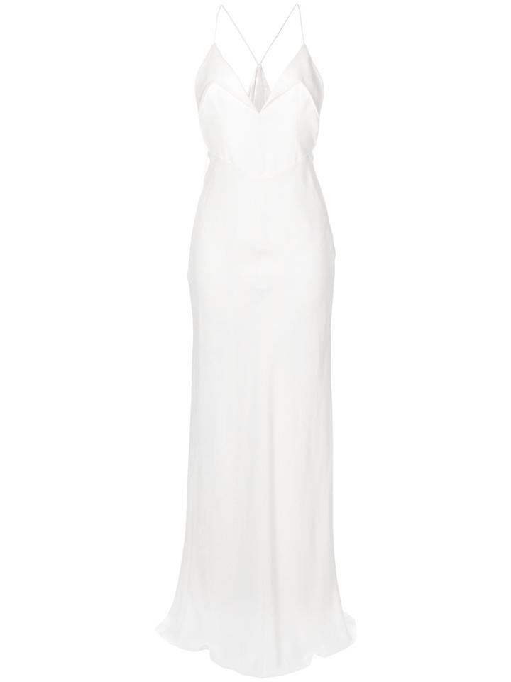 Galvan Plunge Neck Gown - White