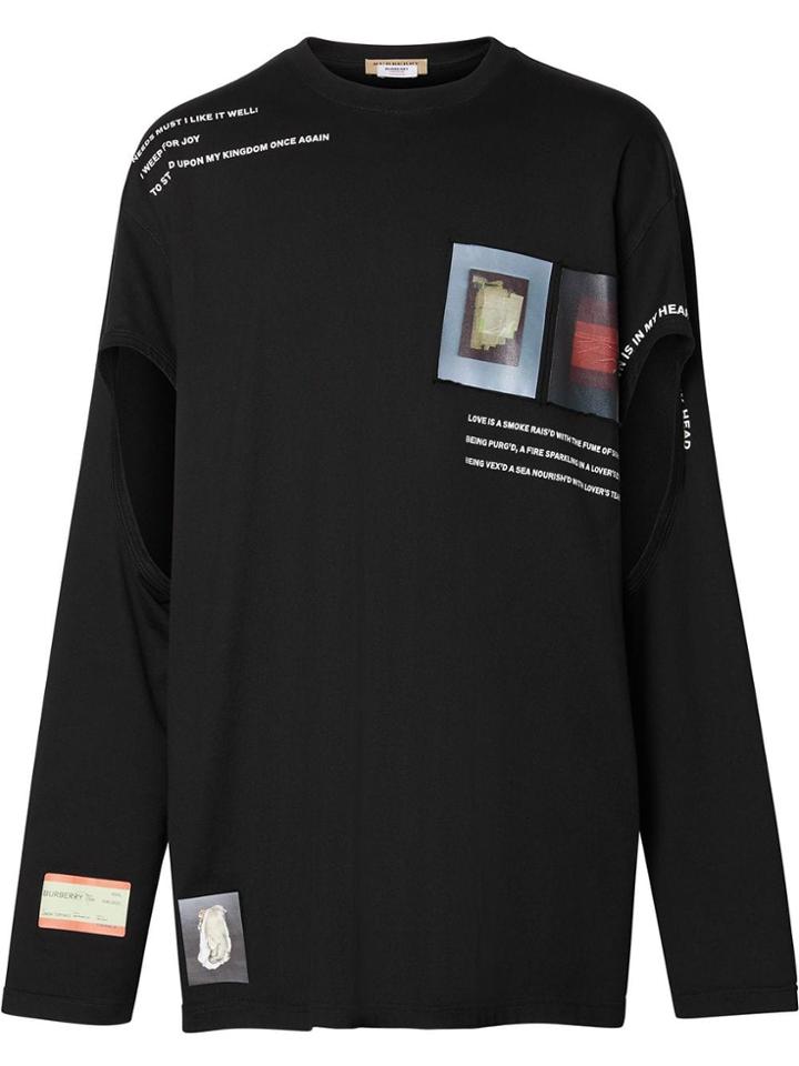 Burberry Long-sleeve Montage Print T-shirt - Black