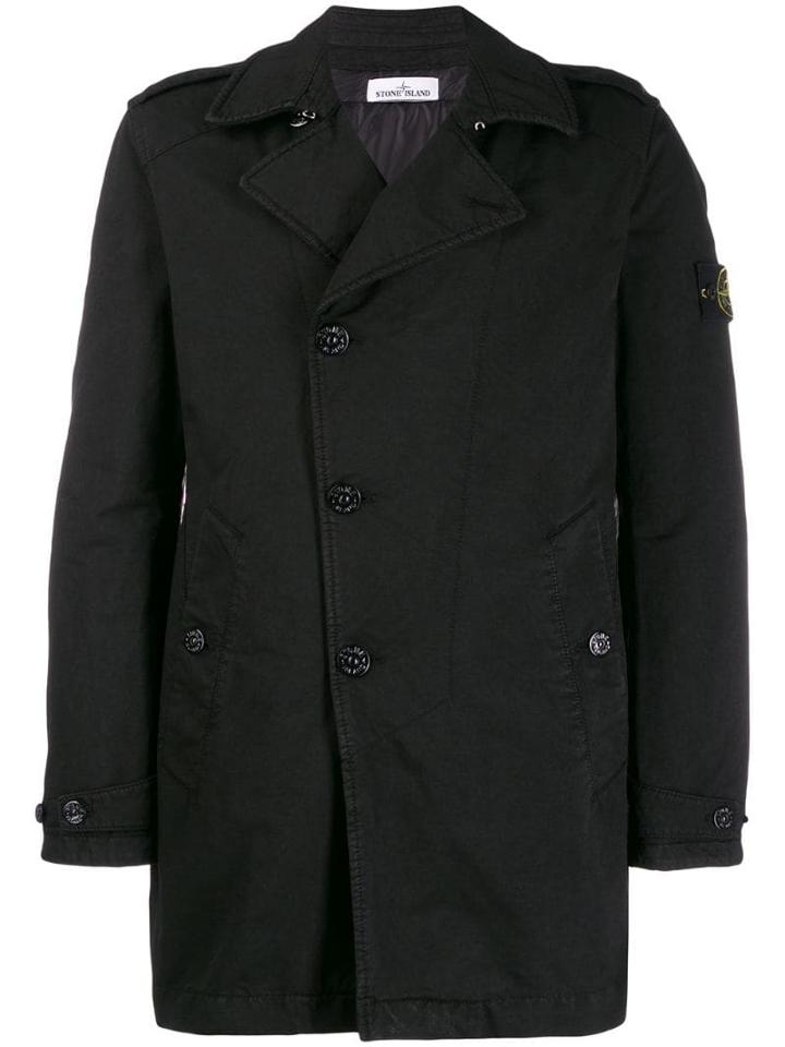 Stone Island Single-breasted Coat - Black