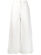 Twin-set High-waist Distressed Cuff Flare Jeans - White