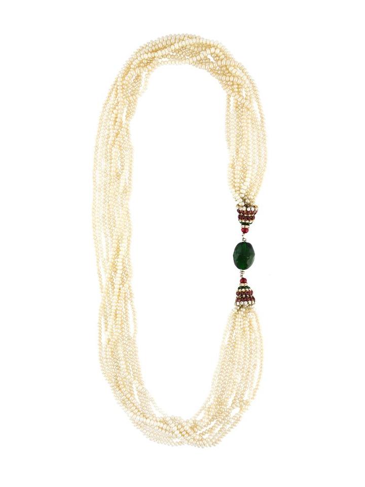 Chanel Vintage Gripoix Crystal Pearl Necklace, Women's, White