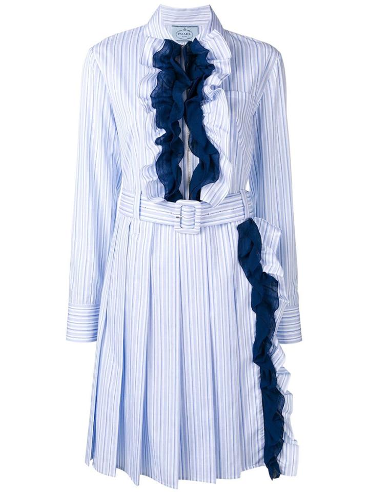 Prada Ruffle-trimmed Dress - Blue