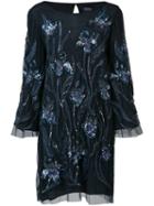 Marchesa Notte Sequin Embroidered Dress, Women's, Size: 4, Blue, Nylon/sequin