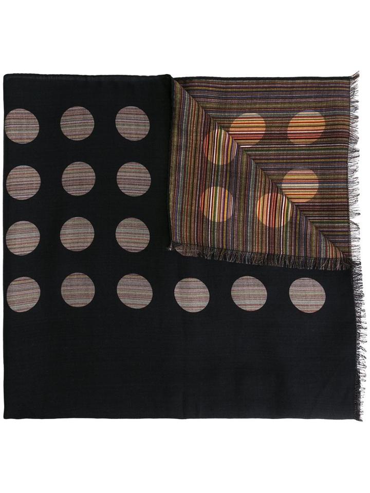 Paul Smith Polka Dot Scarf, Men's, Black, Silk/wool