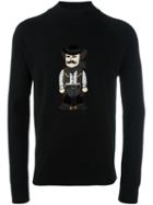 Dolce & Gabbana Cowboy Patch Jumper, Men's, Size: 48, Black, Silk/cotton/linen/flax/virgin Wool
