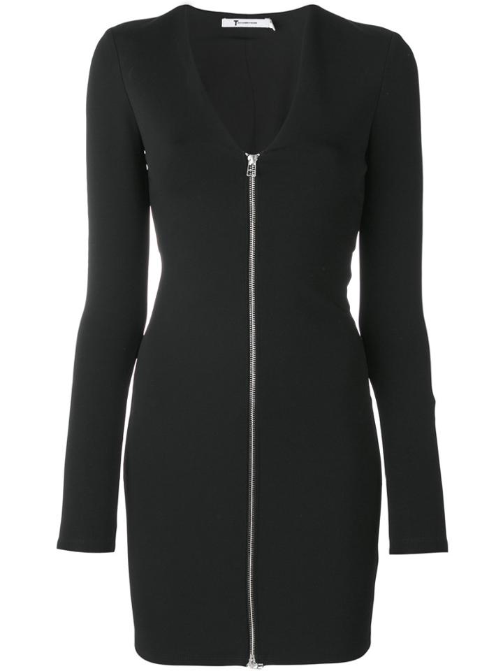 T By Alexander Wang Dress With Full Front Zip - Black