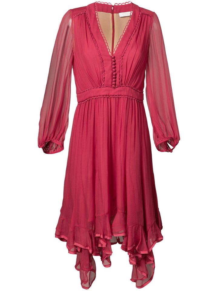 Chloé Ruffle-hem Dress - Red