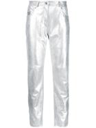 Barbara Bui Metallic Cropped Trousers - Silver