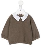 Douuod Kids - Peter Pan Collar Jumper - Kids - Cotton/acrylic/polyamide/viscose - 9 Mth, Brown