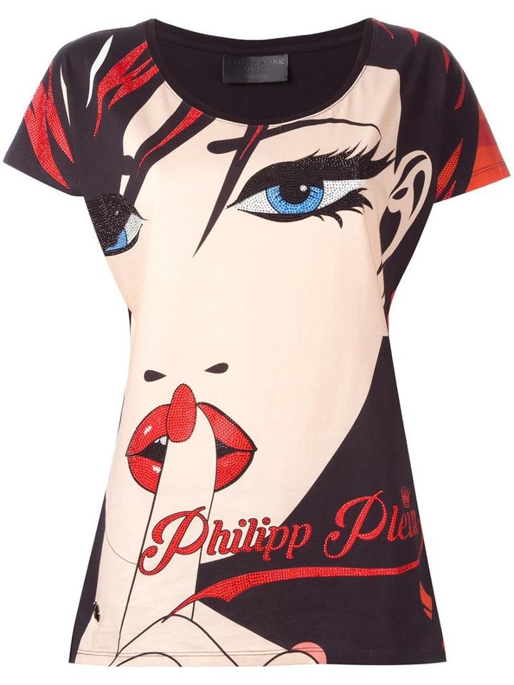 Philipp Plein 'face' T-shirt, Women's, Size: Small, Black, Cotton