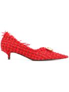 Balenciaga Tweed Knife Pumps - Red